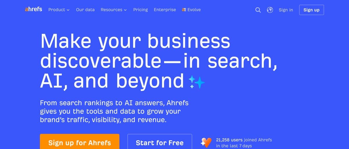 The Ahrefs homepage, captured 5 October 2026.