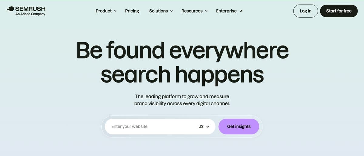 The Semrush homepage, captured 5 October 2026.